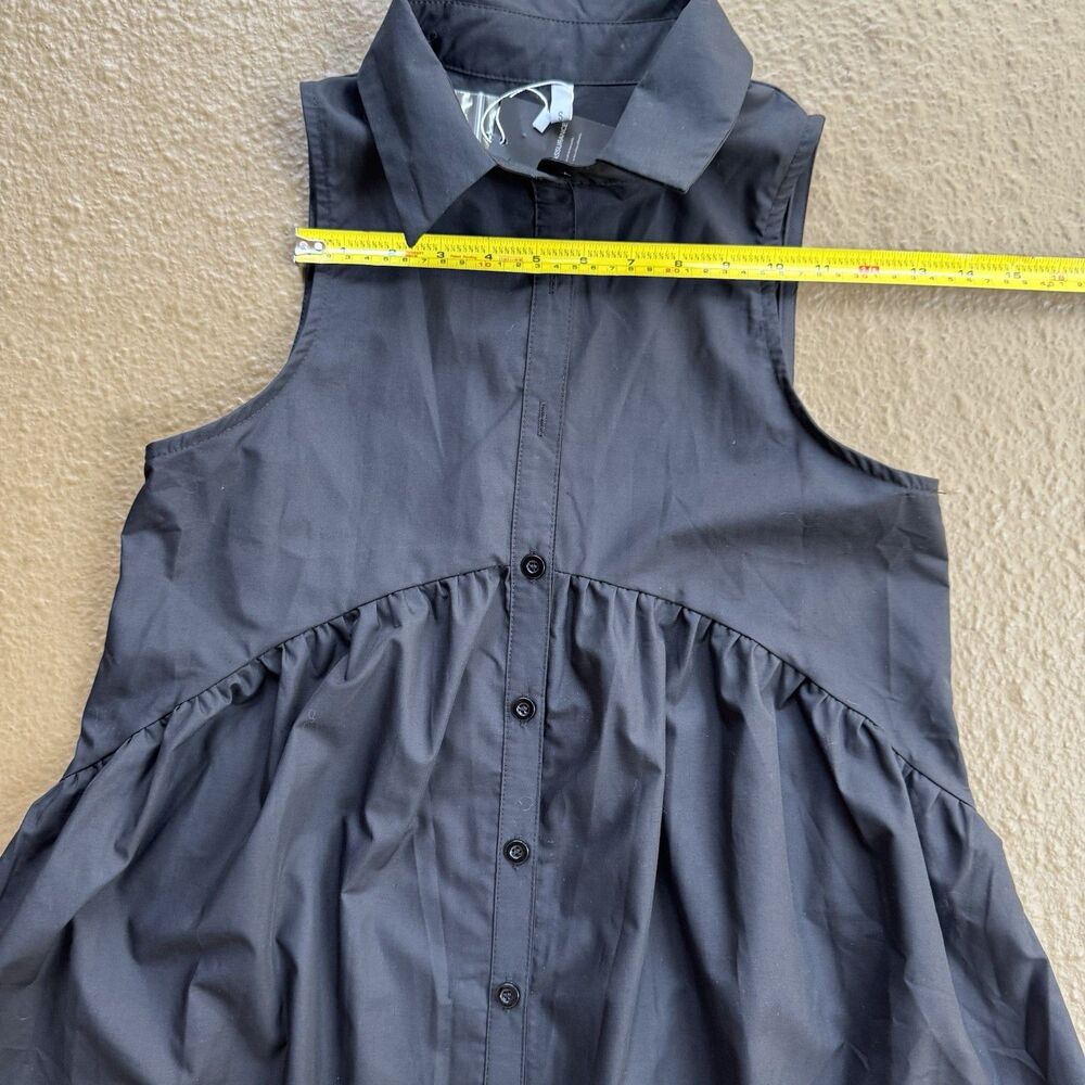 NWT Collared Shirt Dress Sz S Casual Loose Button Down Mini V Neck Tunic Pockets - Picture 4 of 16
